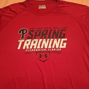 Under Armour Red Phillies Spring Training Long Sleeve Tee